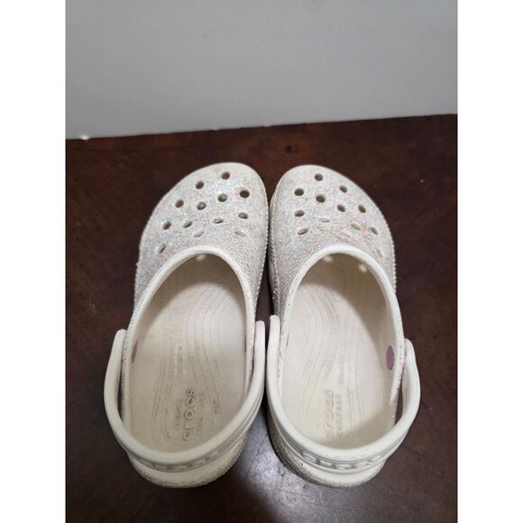 CROCS Toddler White Sparkle Sandals Adjustable Strap & Ventilation Holes Size C1 - Picture 4 of 9
